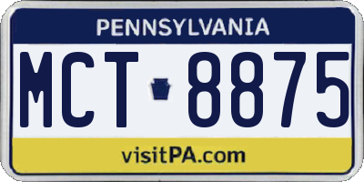 PA license plate MCT8875