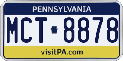 PA license plate MCT8878