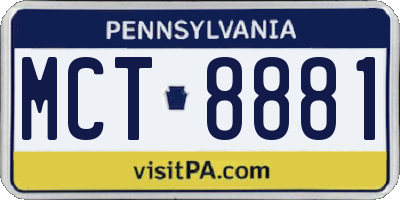 PA license plate MCT8881