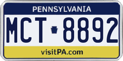 PA license plate MCT8892