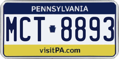 PA license plate MCT8893