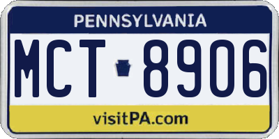PA license plate MCT8906