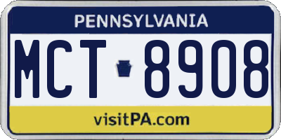 PA license plate MCT8908