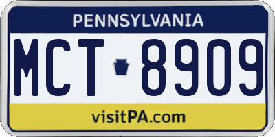 PA license plate MCT8909