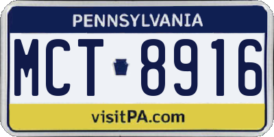 PA license plate MCT8916