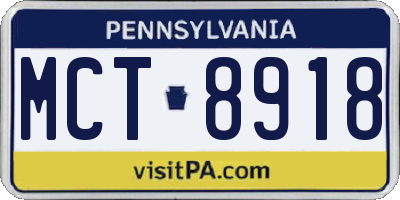 PA license plate MCT8918