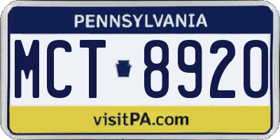PA license plate MCT8920