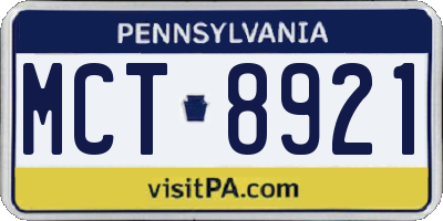PA license plate MCT8921