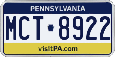 PA license plate MCT8922