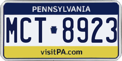 PA license plate MCT8923