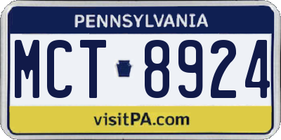 PA license plate MCT8924