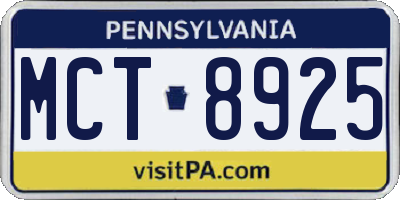 PA license plate MCT8925
