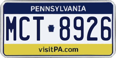 PA license plate MCT8926