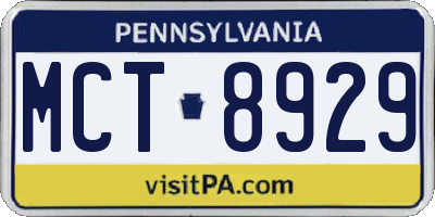 PA license plate MCT8929