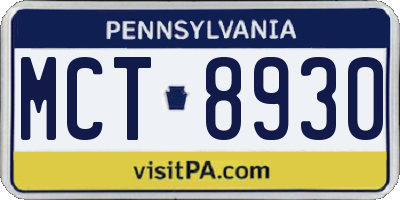 PA license plate MCT8930