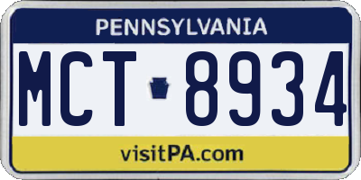 PA license plate MCT8934