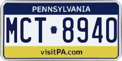PA license plate MCT8940