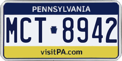 PA license plate MCT8942