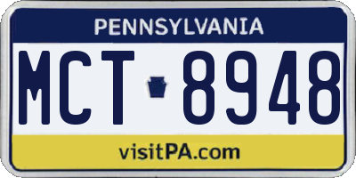 PA license plate MCT8948