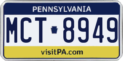 PA license plate MCT8949