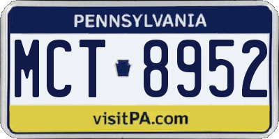 PA license plate MCT8952