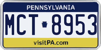 PA license plate MCT8953