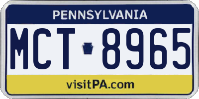 PA license plate MCT8965