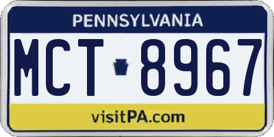 PA license plate MCT8967