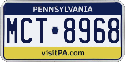 PA license plate MCT8968