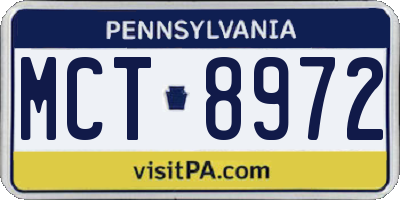 PA license plate MCT8972