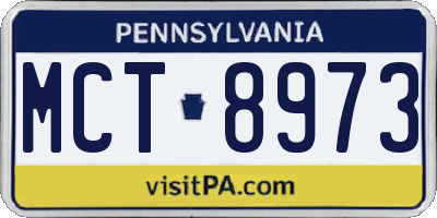 PA license plate MCT8973
