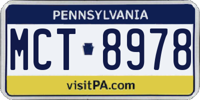 PA license plate MCT8978