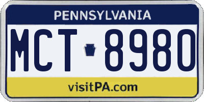 PA license plate MCT8980