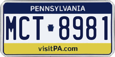PA license plate MCT8981