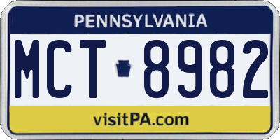 PA license plate MCT8982