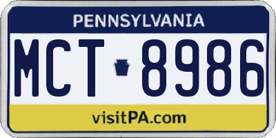 PA license plate MCT8986