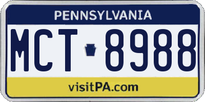 PA license plate MCT8988
