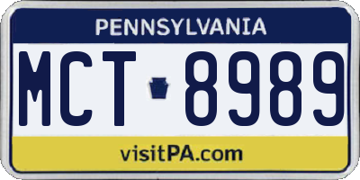 PA license plate MCT8989
