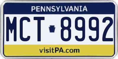 PA license plate MCT8992