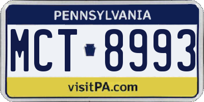 PA license plate MCT8993