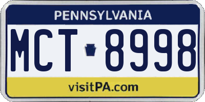 PA license plate MCT8998