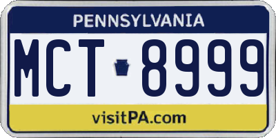 PA license plate MCT8999