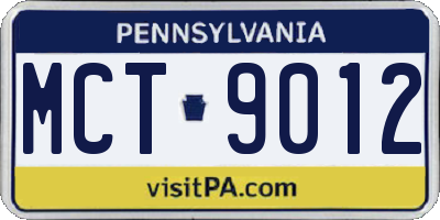 PA license plate MCT9012
