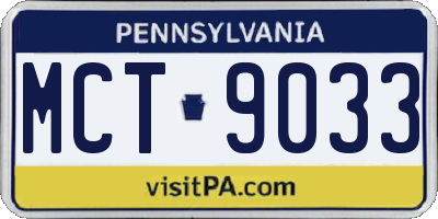 PA license plate MCT9033