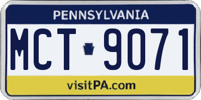 PA license plate MCT9071