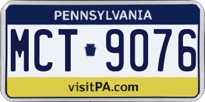 PA license plate MCT9076