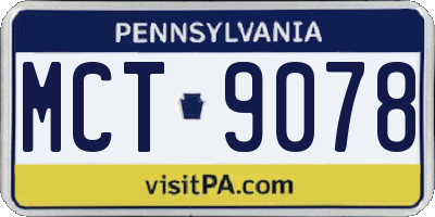 PA license plate MCT9078