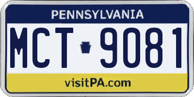 PA license plate MCT9081