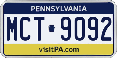 PA license plate MCT9092