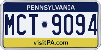 PA license plate MCT9094